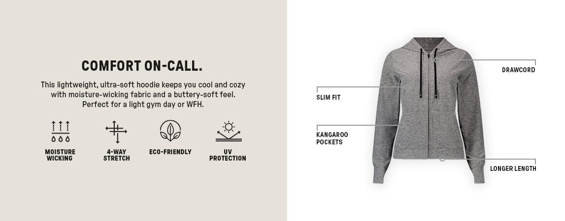 Fabletics | UTR Sports Cloud Jersey Full Zip Hoodie