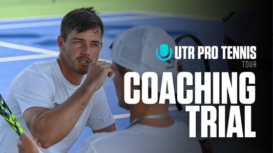 UTR Pro Tennis Tour will trial off-court coaching in 2025. Photo of Pacific coach Robin Goodman coaching players at UTR Sports event