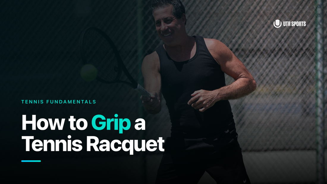 Man smiling and hitting a tennis ball