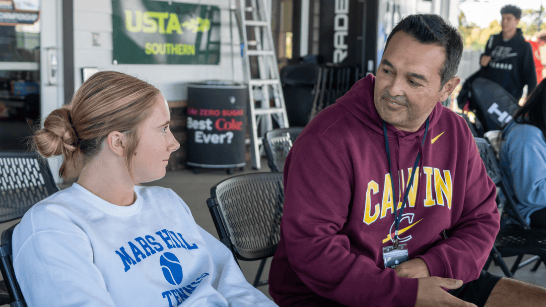 Player and coach at the UTR Sports College Showcase. 