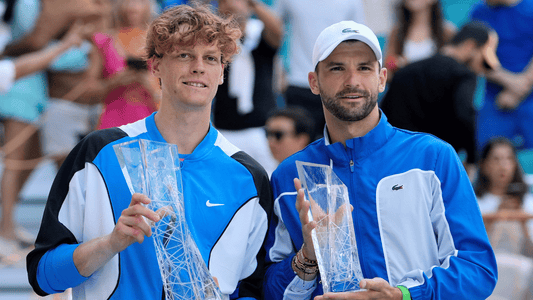 Jannik Sinner and Grigor Dimitrov after the Miami Open final.