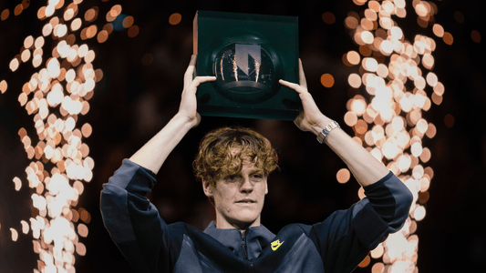 Janik Sinner poses with his Rotterdam trophy.