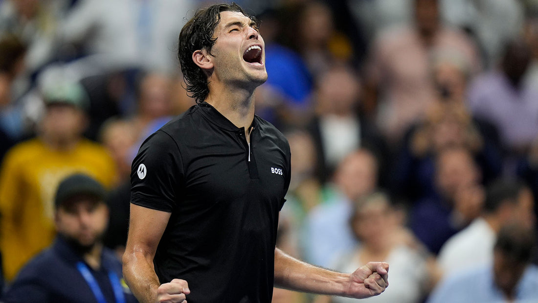 Taylor Fritz celebrates winning the 2024 US Open men's singles semifinal