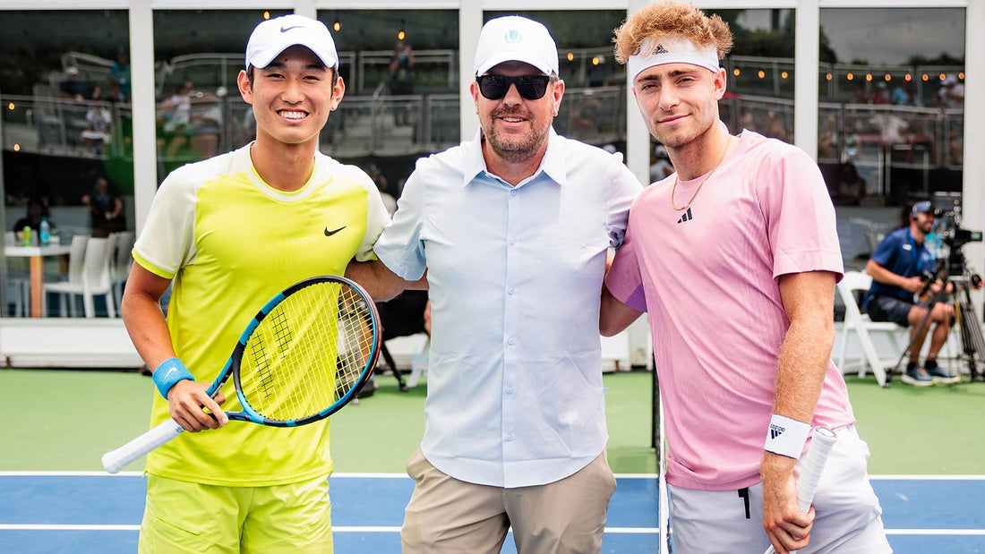 Jerry Shang, UTR Sports VP Chase Hodges and Andres Martin take part in the College Night at the Atlanta Open