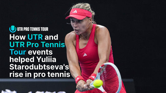 Yuliia Starodubtseva smashes a backhand while improving her UTR Rating