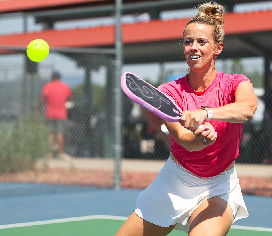Woman plays pickleball with UTR Sports and UTR Pickleball Rating